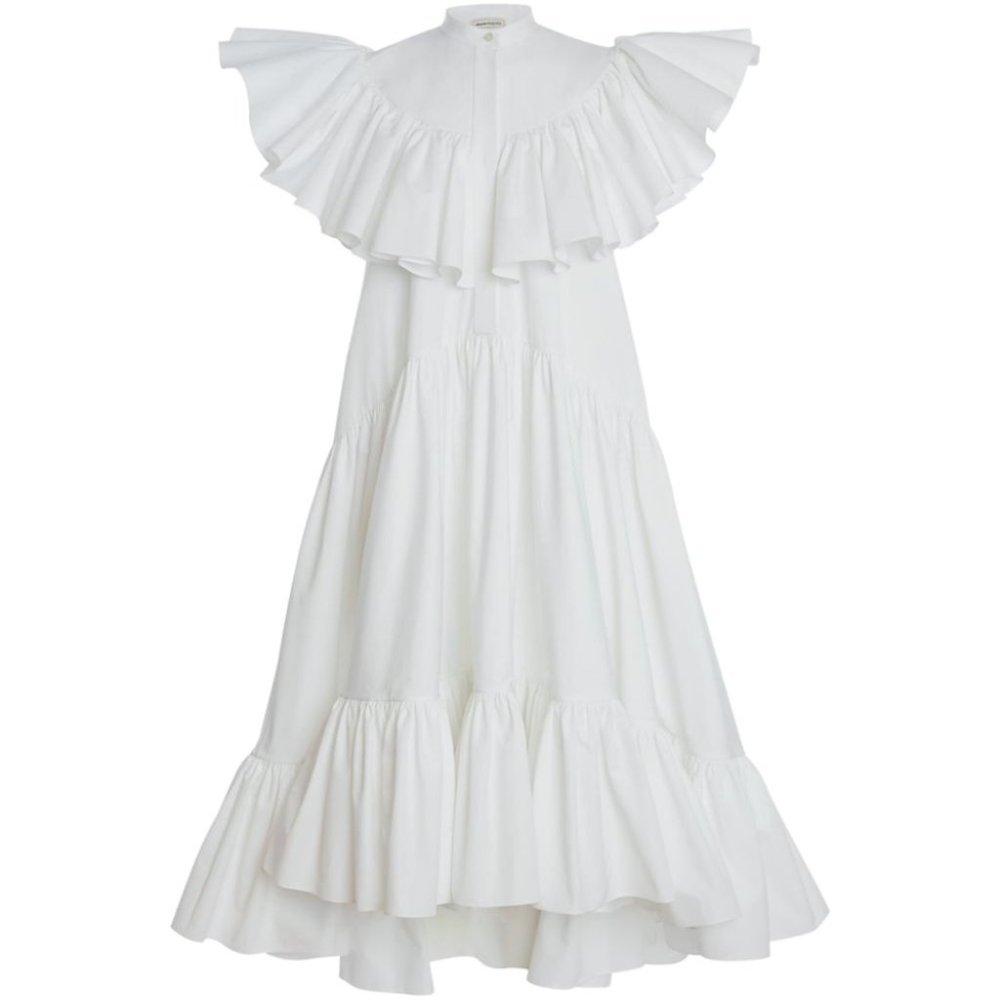 Ruffled Trapeze Shirt Dress